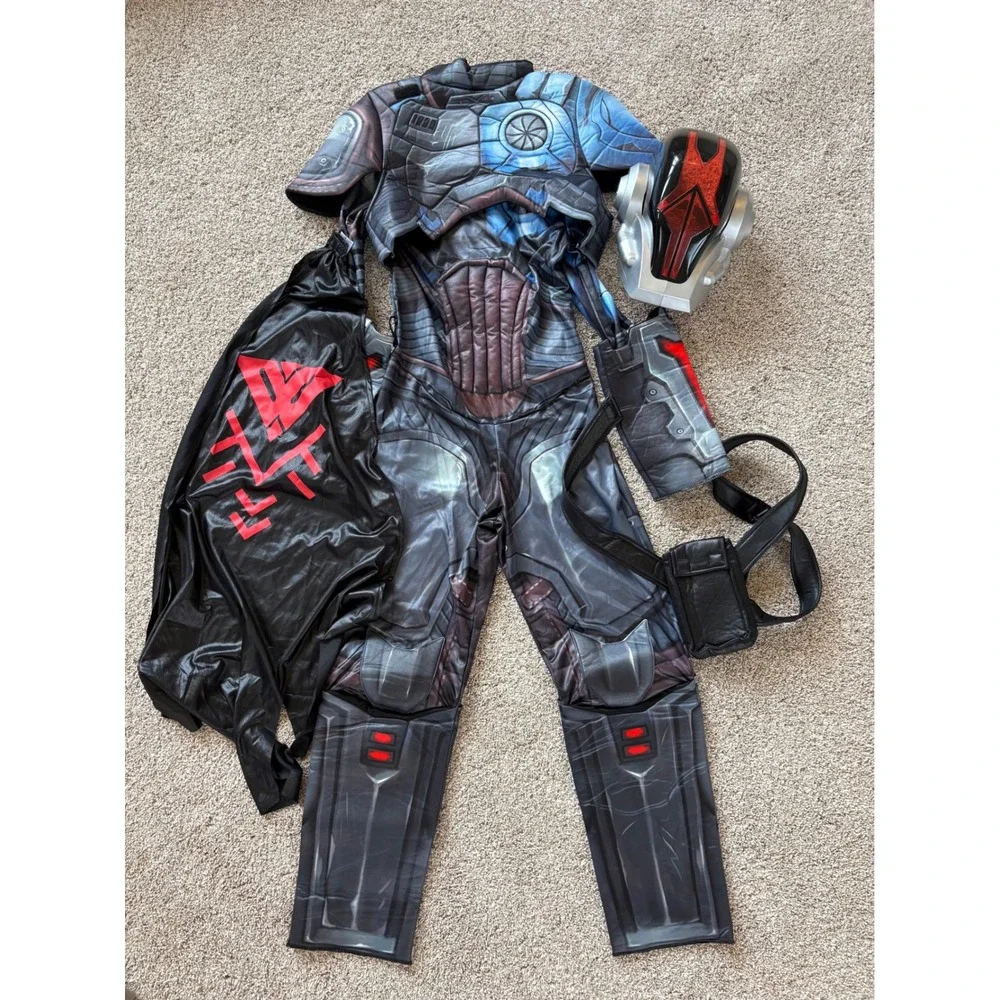 Spirit Fortnite The Foundation Costume Youth XL 14-16 Muscle Suit Mask Cape Belt - Picture 4 of 12